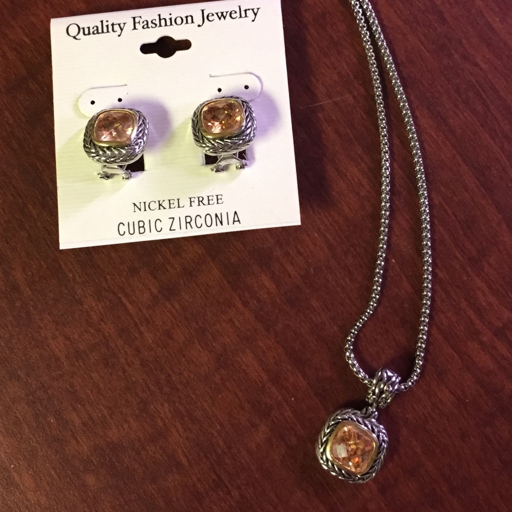 Cubic zirconia necklace/earring set